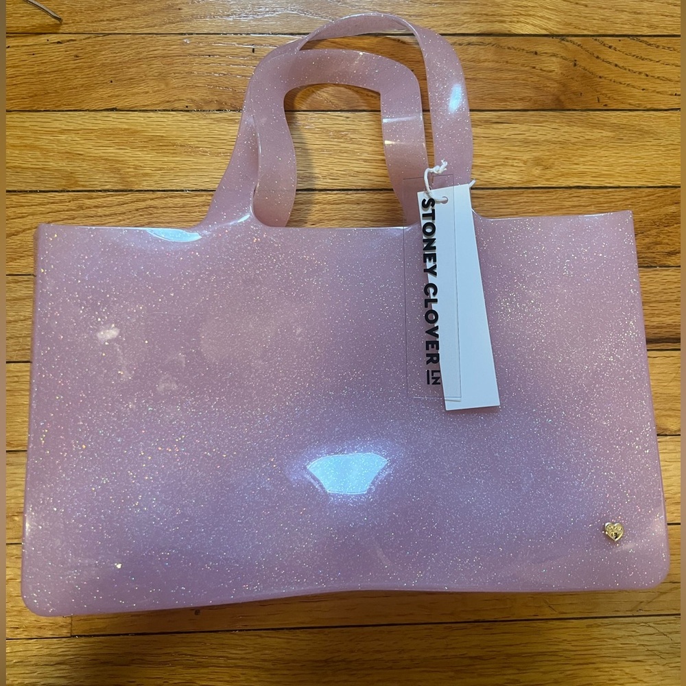 Stoney Clover Lane Pink Glitter Jelly Tote